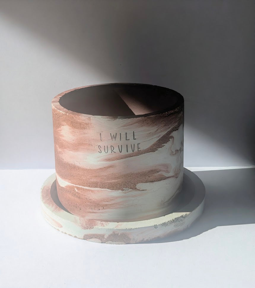 "I Will Survive" Handmade Concrete Planter