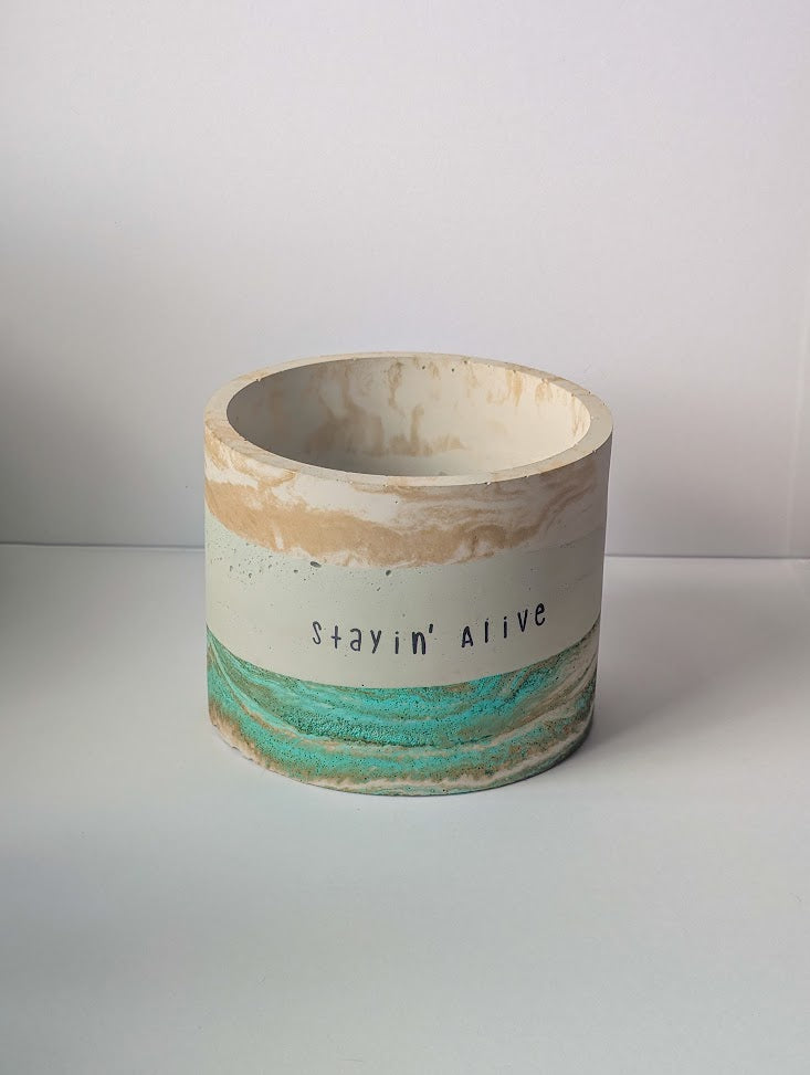 Hand stamped concrete planter
