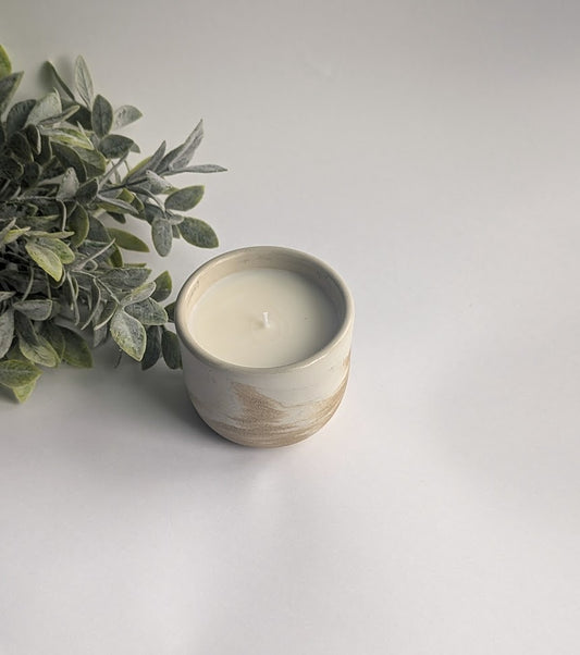 Handmade concrete coconut candle | bourbon and burgundy reserve fragrance 