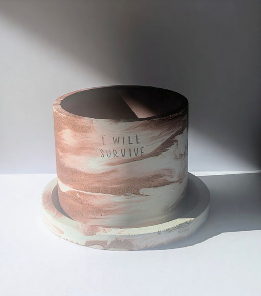 "I Will Survive"  Handmade Concrete Planter